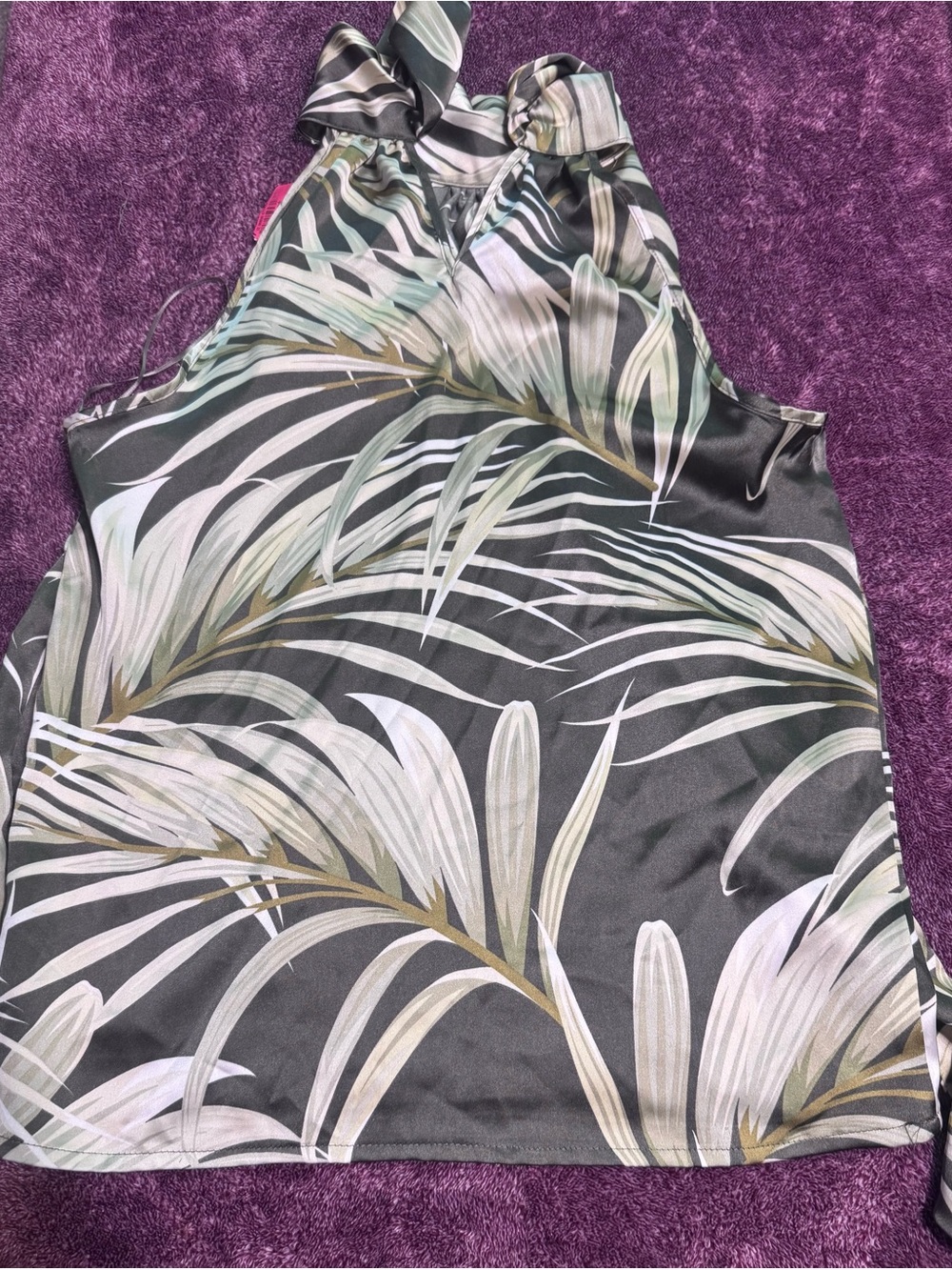 Rachel Zoe Gray Palm-Print Halter Camisole